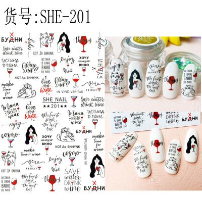 China SHE200-207 Alphabet Nail Paper Stickers Nail Decals Valentine's Day Love Christmas Nail Art Stickers for sale