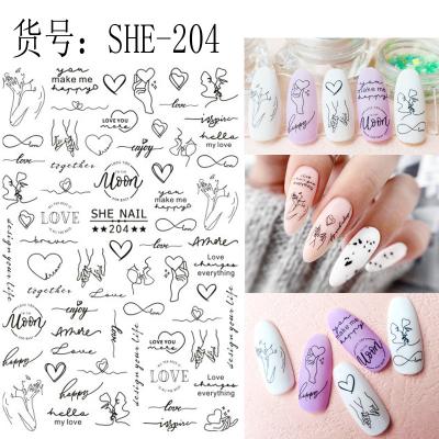 China SHE200-207 Alphabet Nail Paper Stickers Nail Decals Valentine's Day Love Christmas Nail Art Stickers for sale