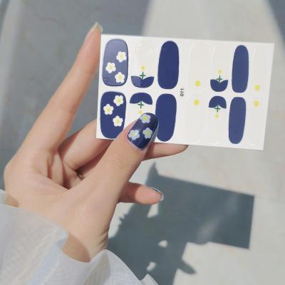 China 2021 Korean full paste paper the same style false nail patch finished nail polish film love nail sticker for sale