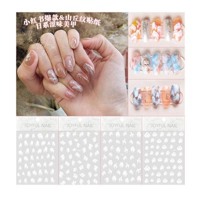 China 767-770 Waterproof Hill Pattern Nail Stickers Net 3D Ocean Wind Shell Solid Color Nail Red Paper Stickers for sale