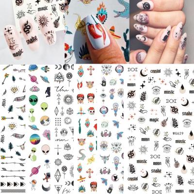 China Wholesale Nail Art Salon Decoration Wraps Halloween Supplies WG626-718 Size 8*10cm Nail 3D Adhesive Paper Decals Stickers for sale