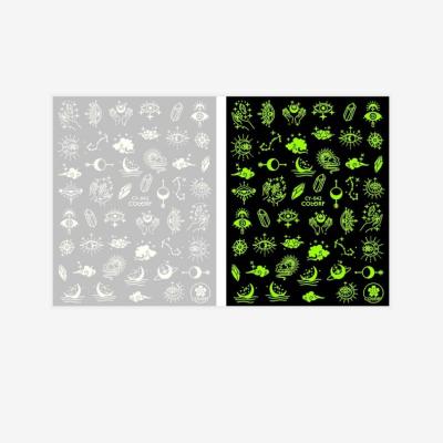 China New Online Celebrity Abstract CY037-045 3D Luminous Nail Paper Stickers Glow in the Dark Nail Stickers for sale