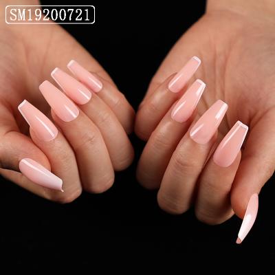 China 2022 Other New Design 24pcs French Style Coffin Artificial Nails Press On Nails False Finger Nails For Women for sale