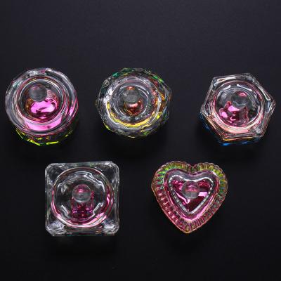 China Wholesale Colorful Acrylic Nail Art Glass Cup Nail Cup Crystal Bowl Acrylic Powder Liquid Holder SCNT48 for sale