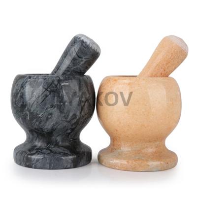 China Natural marble stone mortar and viable household pestle for spices for sale