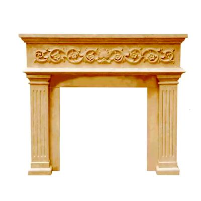 China EUROPEAN Home Furniture Wall Mounted Marble Fireplace Mantel With Spiral Columns for sale