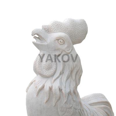 China Traditional Natural Stone Carved Garden Ornaments Small Animal Rooster Statue for sale