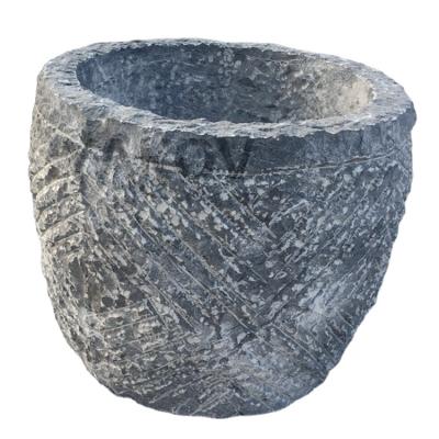 China Large Chinese Style Outdoor Round Limestone Garden Planter Blue Stone Pots for sale