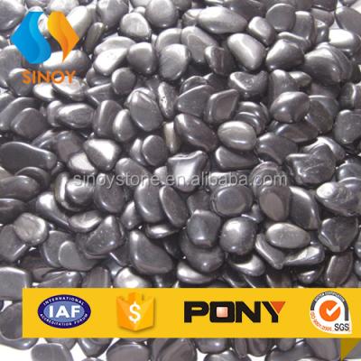 China Natural black polished pebbles of natural stone for sale