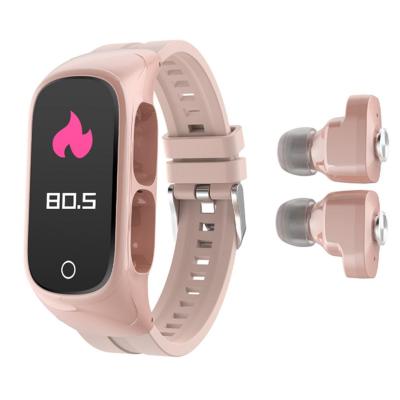 China Multifunctional N8 Touch Screen Smart Watch 2 In1 TWS BT Earphone Wristband Fitness Tracker Wristband Wireless Headset For Women Men for sale