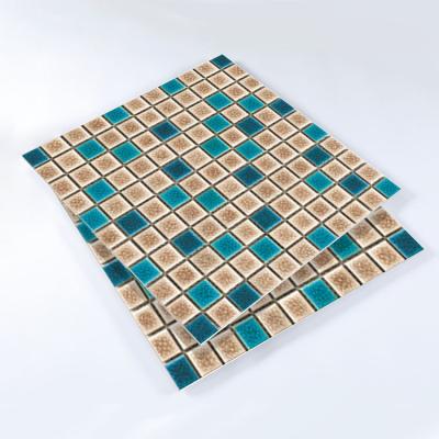 China Gold Blue and White Gloss Porcelain Mosaic Design Modern Glass Pool Wall Tiles Dot Mounted Bathroom for sale