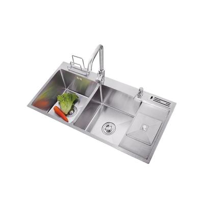 China With Faucet European Wash Basin Sanitary Price Sideboards Sinks Stainless Steel Double Bowl Handmade for sale