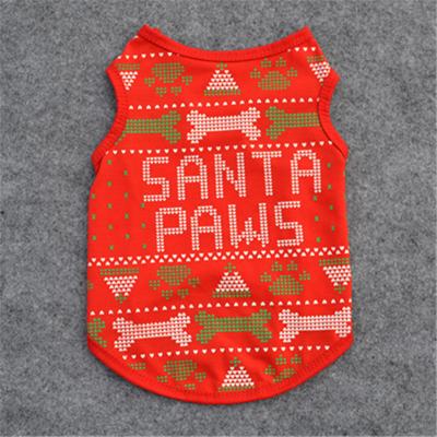 China Red Dog Paws Santa Dog Paws Summer Dog T-shirt Viable Clothes Christmas Red Dog Apparels Factory for sale