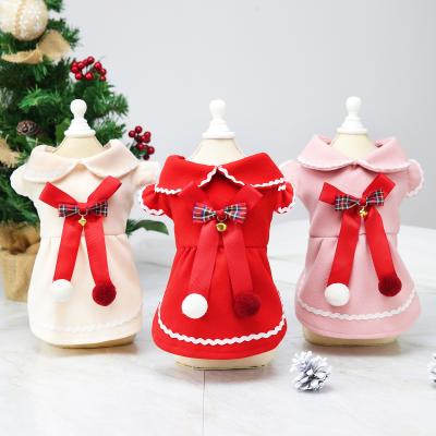 China 2021 Viable Red Pink Princess Dress Christmas Dress Autumn Winter Clothes For Pets Shenzhen Pet Clothes Wholesale for sale