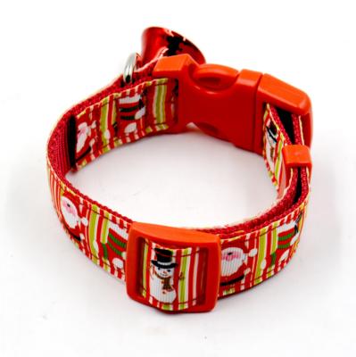 China Sustainable Christmas Santa Claus Design Dog Collar Canton Pet Collar Supplies for sale