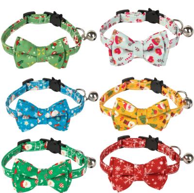 China 2021 Sustainable Christmas Cat Collar Santa Snowflake Dog Cat Collar In Stock With Removable Bow for sale