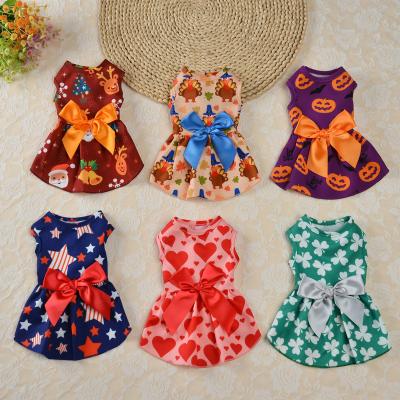 China 2021 Viable The New Pet Dress Clothes Halloween Round Neck Six Color Skirt Christmas Dog Dress Princess Dress Skirt for sale