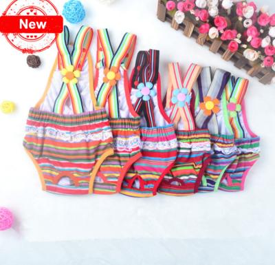 China New Pet Pants Viable Physiological Cute Rompers Stripe Sanitary Panties Prevent Harassment Dog Underwear for sale