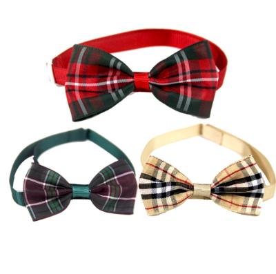 China Sustainable Three Color Plaid Pet Bow Tie Customize Dog Collar Other Design Available for sale