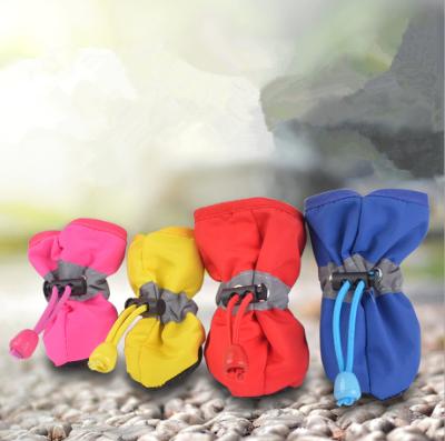 China Viable Waterproof Fabric Pet Cats Shoes Non-slip Soft Dog Walking Shoes Sets for sale