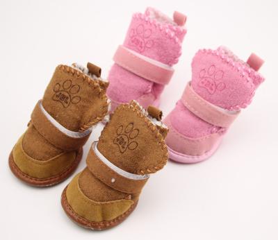 China Viable Weather Dog Pet Shoes Snow Boots Cats Cool Velvet Pet Product Shoes for sale