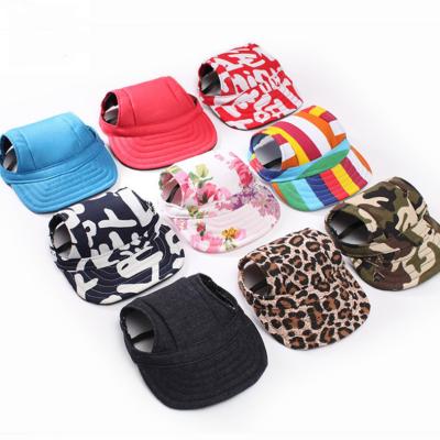 China Viable Without Logo Pet Dog Hat Small Summer Pet Dog Hat Print Dog Baseball Sun Visor Hat Accessories Outdoor Sun Hood for sale