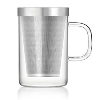 China Sustainable 500ml BPA FREE Single Borosilicate Glass-Glass With Stainless Steel Clepsydra Can Filter Tea, Coffee, Fruit for sale