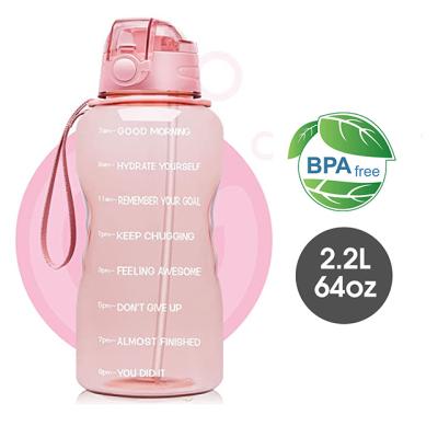 China 64OZ 2.2L Sustainable Outdoor Sports Drinking Plastic Water Bottle BPA Free Plastic Water Bottle With Straw And Rope for sale