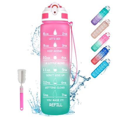 China 32oz Water Bottles Stocked with Drinking Times, Motivational Water Bottle with Time Marker and Straw, BPA Leak Proof Water Bottle for sale