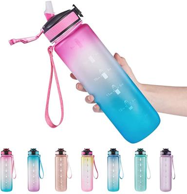 China Sustainable BPA Free Custom Brand Eco - Friendly Plastic Straw Drinking 32oz 1000ml Water Bottle For Sports for sale