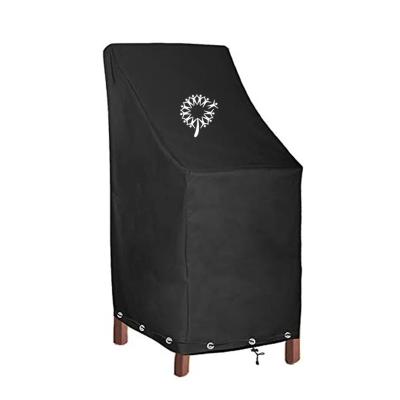 China Custom Size 300D Oxford Fabric Waterproof UV Resistant Black Patio Stackable Chair Cover for sale