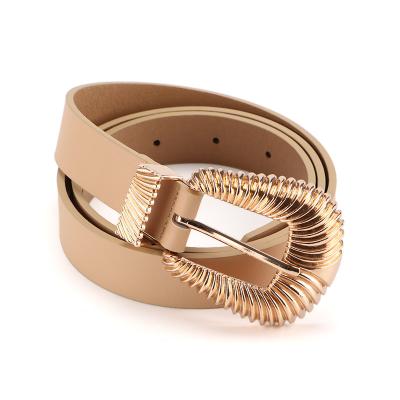 China Custom Fashion.Casual.Business fashion kirsite belt luxury gold high quality metal buckle logo women belt metallic for sale