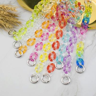 China MELLON Popular Acrylic Accessories Phone Case Jewelry Transparent Lanyard Women Color Case Candy Phone Case Chain for sale