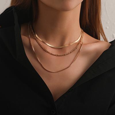 China MELLON Hip Hop Geometry TRENDY Fashion Exaggerated Necklace Lady Multilayer Chain Necklace for sale