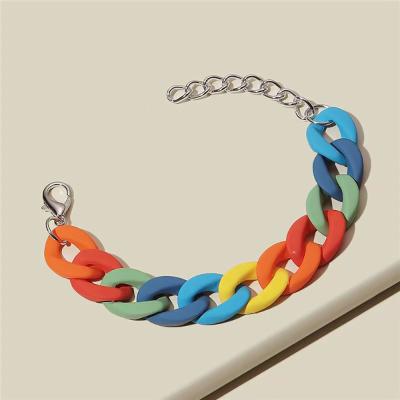 China MELLON 2021 New Fashion Women Cute Matte Acrylic Bracelet Fashion Color Resin Chain Bracelet for sale