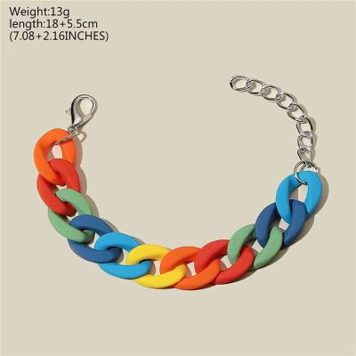 China MELLON 2021 New Fashion Cute Women's Matte Acrylic Bracelet 23.5cm Color Resin Bracelet is Customizable for sale