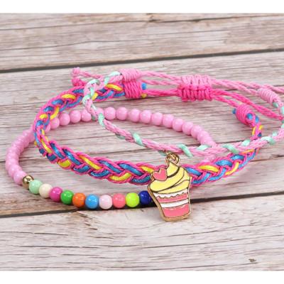 China FASHIONABLE Fashion Friendship Bracelet Multicolor Wax Rope MELLON Charm Couple Bracelet Dessert Waterproof Series Surfing Braided Bracelet for sale