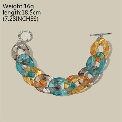 China New OT cute MELLON buckle transparent jelly hit color acrylic resin fashion bracelet ladies chain bracelet for sale