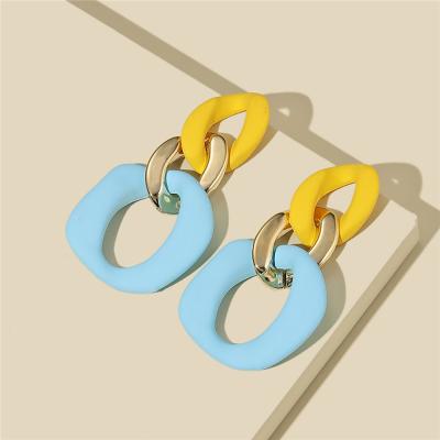 China MELLON FASHION women's earrings geometric jewelry chain acrylic chain earrings tend temperament color long earrings for sale