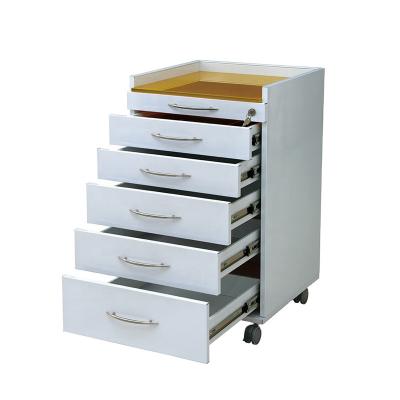 China Modern Dental Furniture Cabinet Stainless Steel Material 5 Mobile Drawers With Foot Brake for sale