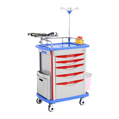 China Modern Hospital Furniture ABS Plastic Aanesthesia Treatment Trolley Medical Emergency Treatment Trolley for sale