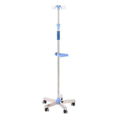 China Modern Adjustable Height Hospital IV Pole Stainless Steel Drip Infusion Stand With Wheels For Patient for sale