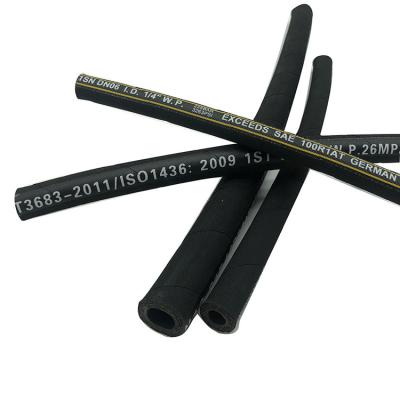 China NBR 6mm 8mm 10mm Excavator Gold Crane Flexible Oil Transfer Wrapped 2 Wire Outer Rubber Covered Hydraulic Hose Assembly for sale