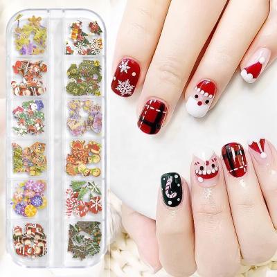 China Nail Charms Nail Art Flower Small Nail Art Ornament Set Wood Pulp Butterfly Color Christmas Christmas for sale