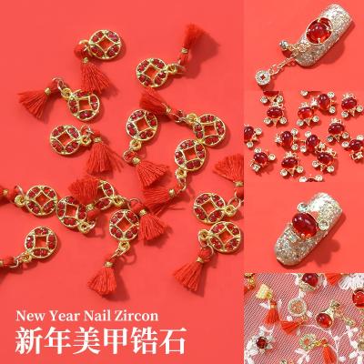 China Nail Charms New Year Nail Art Jewelry Zircon Net Red Hot Rhinestone Zircon Nail Decoration Luxury Jewelry for sale