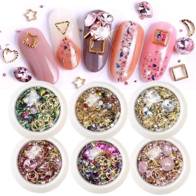 China Nail Charms 6 Mixed Nail Art Gems 3d Gems Rhinestones Diamonds Crystals Boxes Nail Charms For Decoration Nail Art for sale