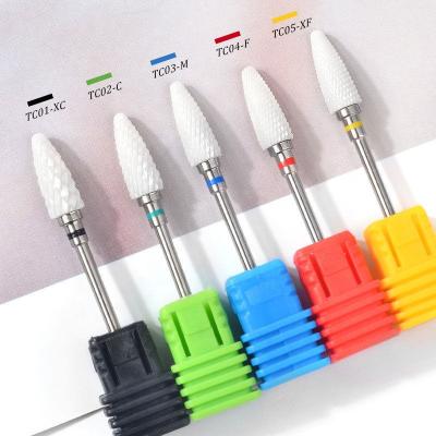 China Professional Burr Tungsten Grinding Ceramic Nail Drill Bit Manicure Pedicure Nail Polish Tool Art Ceramic Electric Drill Nail Bits For Nail Drill Bit for sale