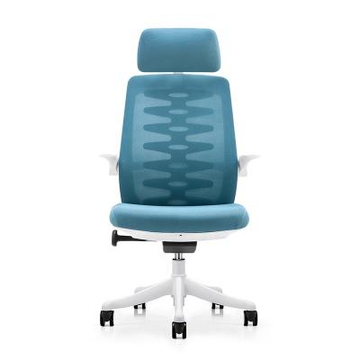 China Comfortable Modern High Back PU Armrest Swivel Executive Office Chair Ergonomic Mesh Chair With Headrest (Height) Adjustable for sale