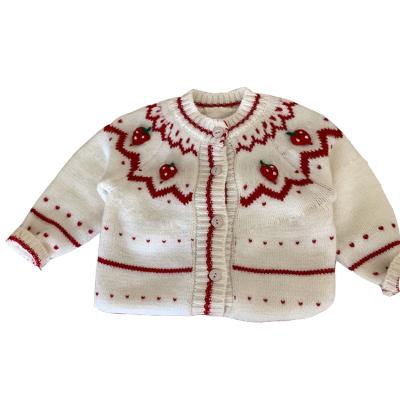 China New Breathable Winter Cotton Hand Crocheted Flowers Fall Children Girl Knitted Sweaters for sale