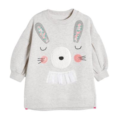 China Autumn And Winter Cotton Breathable Casual Rabbit Printing Long Sleeve Kids Girl Dresses for sale